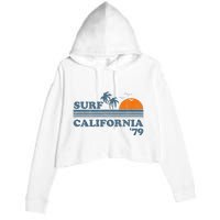 Vintage Surf California Beach Retro Sunset Surf 70's Gift Crop Fleece Hoodie