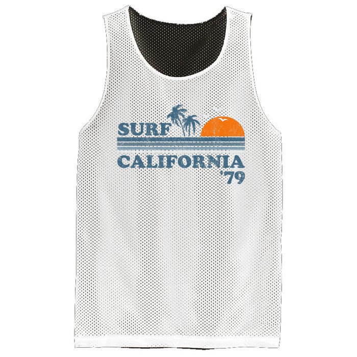 Vintage Surf California Beach Retro Sunset Surf 70's Gift Mesh Reversible Basketball Jersey Tank