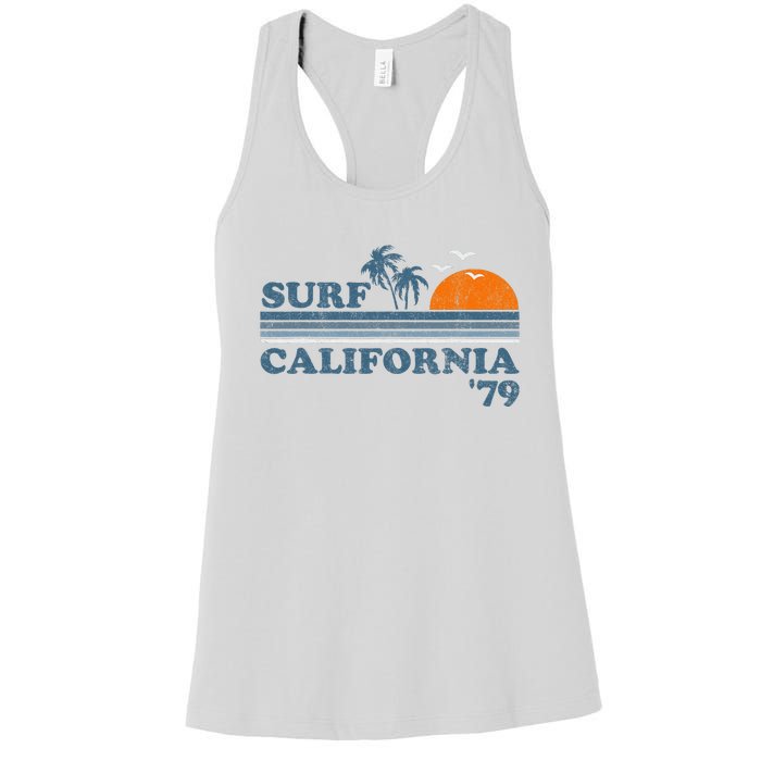 Vintage Surf California Beach Retro Sunset Surf 70's Gift Women's Racerback Tank