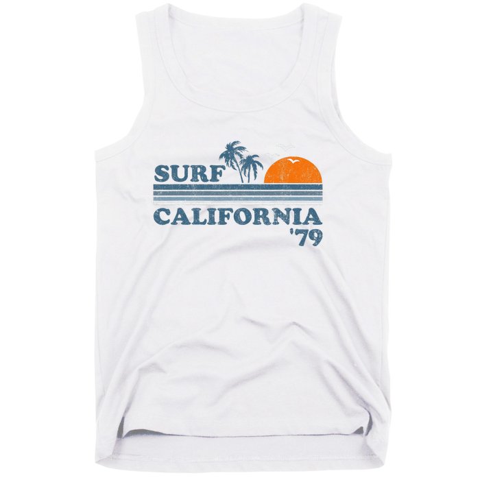 Vintage Surf California Beach Retro Sunset Surf 70's Gift Tank Top