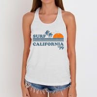 Vintage Surf California Beach Retro Sunset Surf 70's Gift Women's Knotted Racerback Tank