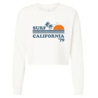 Vintage Surf California Beach Retro Sunset Surf 70's Gift Cropped Pullover Crew