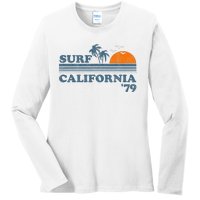 Vintage Surf California Beach Retro Sunset Surf 70's Gift Ladies Long Sleeve Shirt