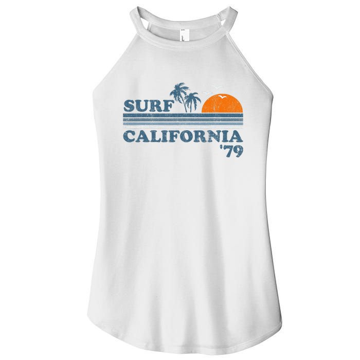 Vintage Surf California Beach Retro Sunset Surf 70's Gift Women's Perfect Tri Rocker Tank