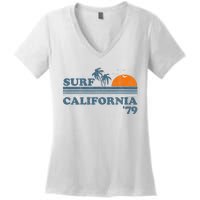 Vintage Surf California Beach Retro Sunset Surf 70's Gift Women's V-Neck T-Shirt