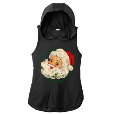 Vintage Santa Claus Christmas Gift Ladies PosiCharge Tri-Blend Wicking Draft Hoodie Tank