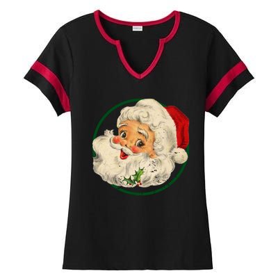 Vintage Santa Claus Christmas Gift Ladies Halftime Notch Neck Tee