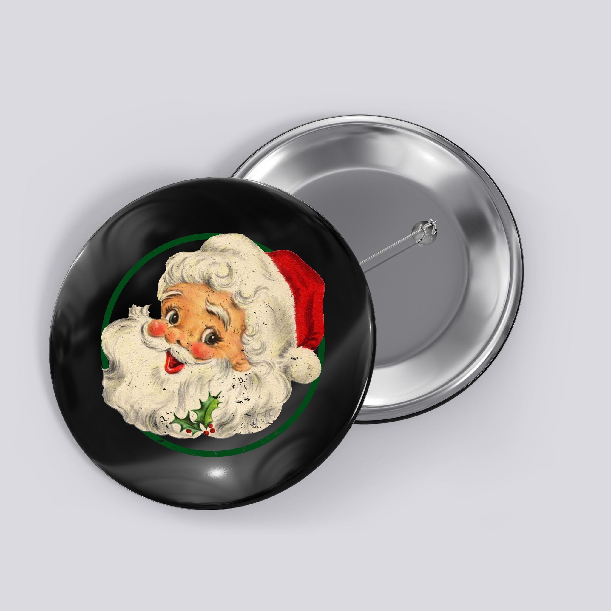 Vintage Santa Claus Christmas Gift Button