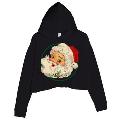 Vintage Santa Claus Christmas Gift Crop Fleece Hoodie