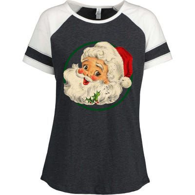 Vintage Santa Claus Christmas Gift Enza Ladies Jersey Colorblock Tee