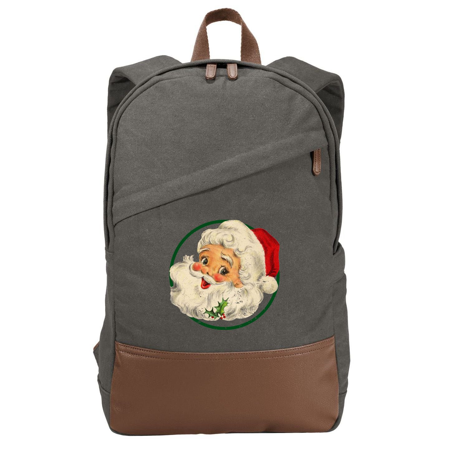 Vintage Santa Claus Christmas Gift Cotton Canvas Backpack
