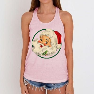 Vintage Santa Claus Christmas Gift Women's Knotted Racerback Tank