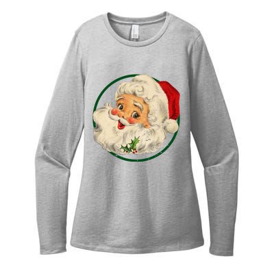 Vintage Santa Claus Christmas Gift Womens CVC Long Sleeve Shirt