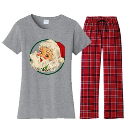 Vintage Santa Claus Christmas Gift Women's Flannel Pajama Set