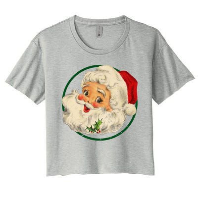 Vintage Santa Claus Christmas Gift Women's Crop Top Tee