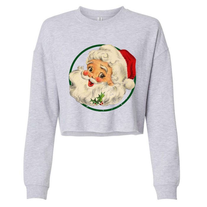 Vintage Santa Claus Christmas Gift Cropped Pullover Crew