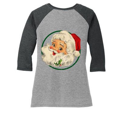 Vintage Santa Claus Christmas Gift Women's Tri-Blend 3/4-Sleeve Raglan Shirt