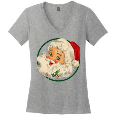 Vintage Santa Claus Christmas Gift Women's V-Neck T-Shirt