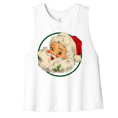 Vintage Santa Claus Christmas Gift Women's Racerback Cropped Tank