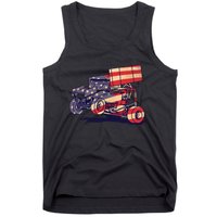 Vintage Sprint Car American Flag Funny Racer Racing Tank Top