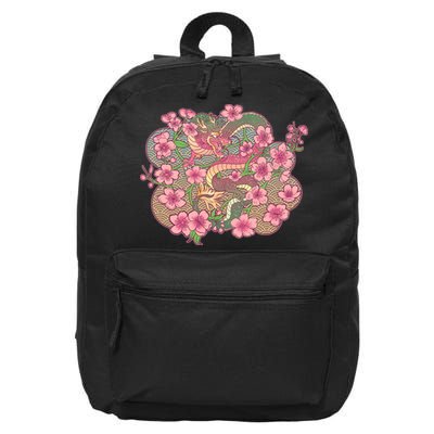 Vintage Springtime Cherry Blossom Sakura Flowers Dragon 16 in Basic Backpack