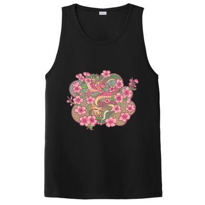 Vintage Springtime Cherry Blossom Sakura Flowers Dragon PosiCharge Competitor Tank