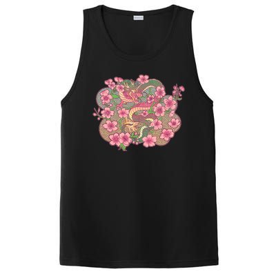 Vintage Springtime Cherry Blossom Sakura Flowers Dragon PosiCharge Competitor Tank