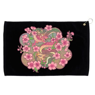 Vintage Springtime Cherry Blossom Sakura Flowers Dragon Grommeted Golf Towel