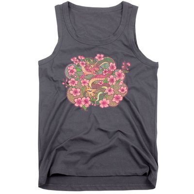 Vintage Springtime Cherry Blossom Sakura Flowers Dragon Tank Top