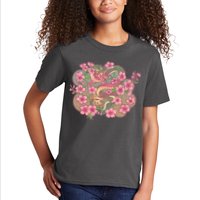 Vintage Springtime Cherry Blossom Sakura Flowers Dragon Kids T-Shirt