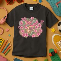 Vintage Springtime Cherry Blossom Sakura Flowers Dragon Kids T-Shirt