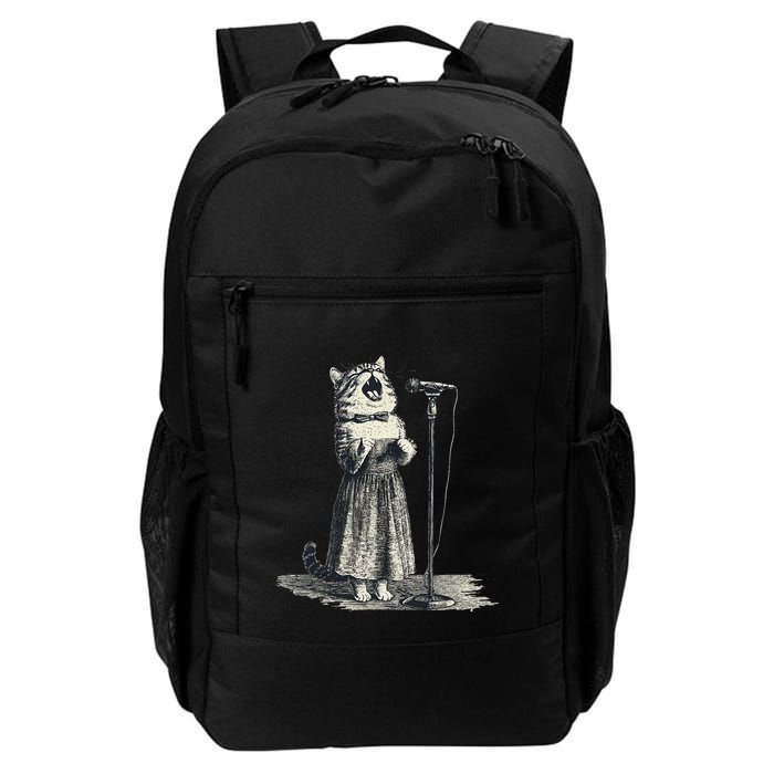Vintage Singing Cat Microphone Retro Illustration Backpack