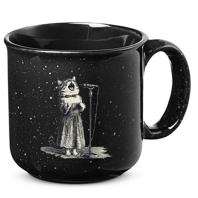 Vintage Singing Cat Microphone Retro Illustration 15oz Campfire Ceramic Mug