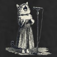 Vintage Singing Cat Microphone Retro Illustration Hat