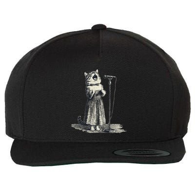 Vintage Singing Cat Microphone Retro Illustration Wool Snapback Cap
