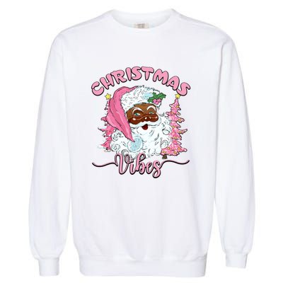 Vintage Santa Claus Christmas Vibes Holiday Xmas Gifts Long Sleeve Garment-Dyed Sweatshirt