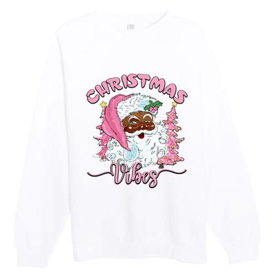 Vintage Santa Claus Christmas Vibes Holiday Xmas Gifts Long Sleeve Premium Crewneck Sweatshirt