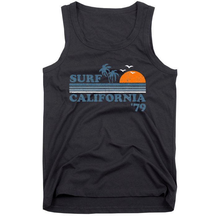 Vintage Surf California Beach Retro Sunset Surf 70s Gift Tank Top