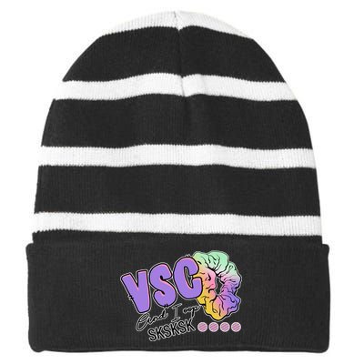 Vsco And I Oop Sksksk Funny Meme Striped Beanie with Solid Band