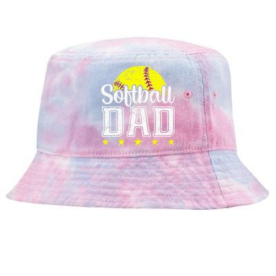 Vintage Softball Dad Funny Father Gift For Dad Tie-Dyed Bucket Hat