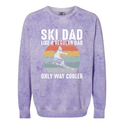 Vintage Ski Dad Like A Regular Dad Only Way Cooler Skiing Gift For Skier Colorblast Crewneck Sweatshirt