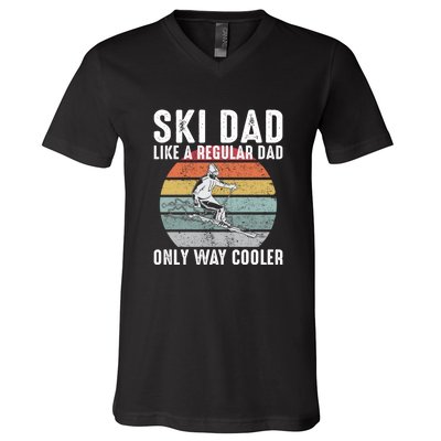 Vintage Ski Dad Like A Regular Dad Only Way Cooler Skiing Gift For Skier V-Neck T-Shirt