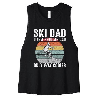 Vintage Ski Dad Like A Regular Dad Only Way Cooler Skiing Gift For Skier Women's Racerback Cropped Tank