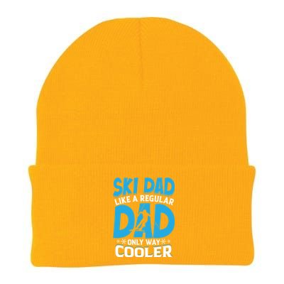 Vintage Ski Dad Like Regular Dad Only Way Cooler Skiing Gift Knit Cap Winter Beanie