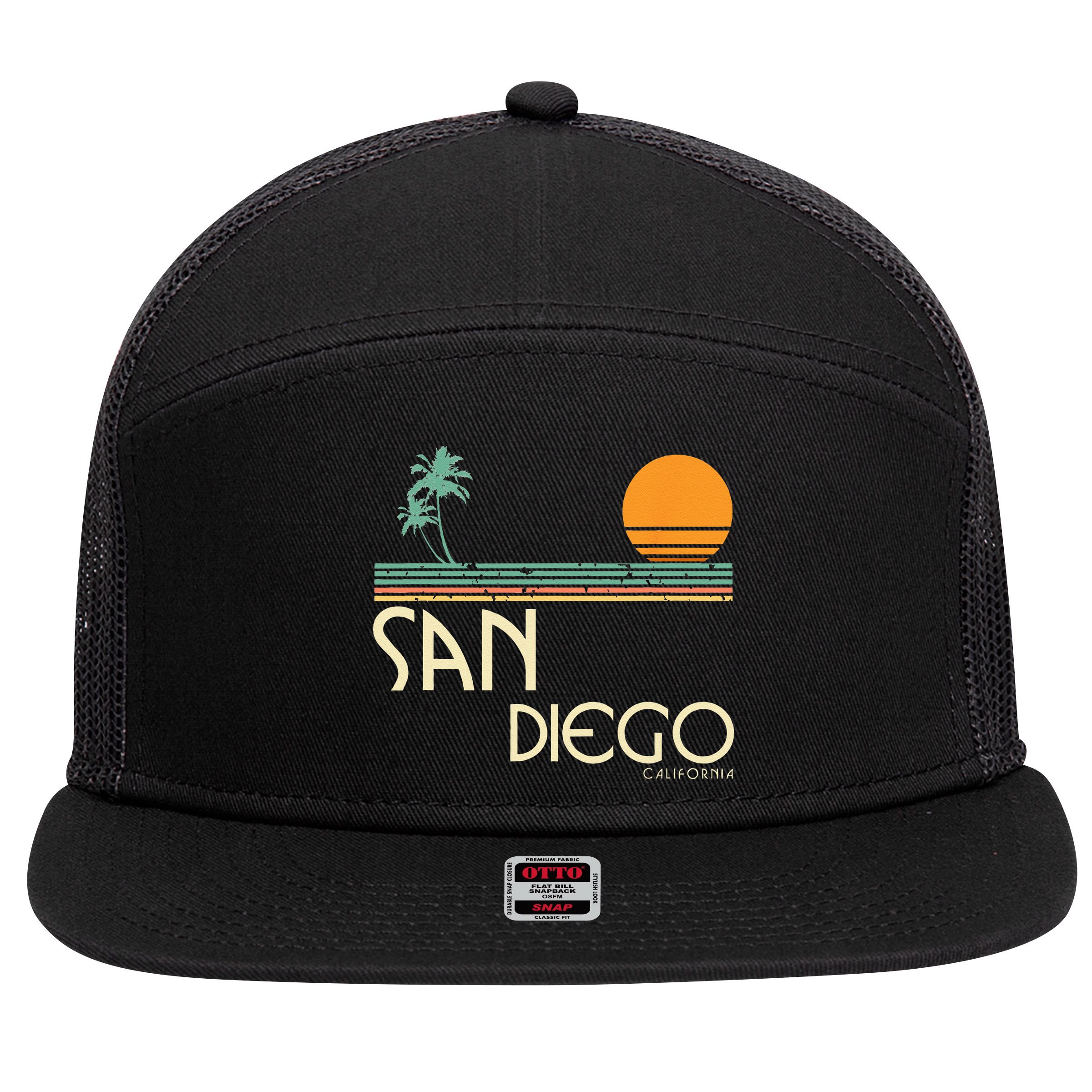 Vintage San Diego California 7 Panel Mesh Trucker Snapback Hat