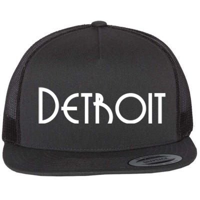 Vintage Style Detroit Logo Flat Bill Trucker Hat