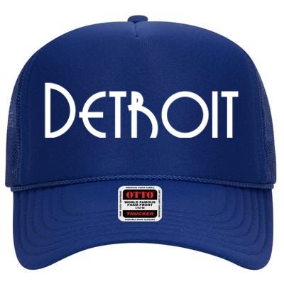 Vintage Style Detroit Logo High Crown Mesh Back Trucker Hat