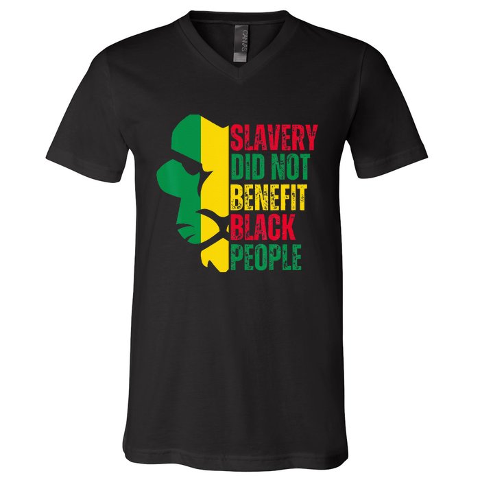 Vintage Slavery Did Not Benefit Black People V-Neck T-Shirt