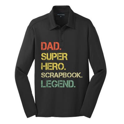 Vintage Style Dad Hero Scrapbook Legend Fathers Day Gift Silk Touch Performance Long Sleeve Polo