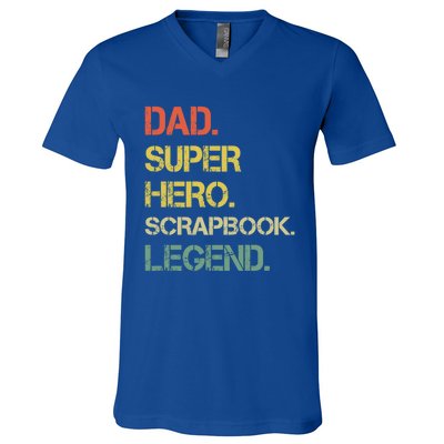 Vintage Style Dad Hero Scrapbook Legend Fathers Day Gift V-Neck T-Shirt